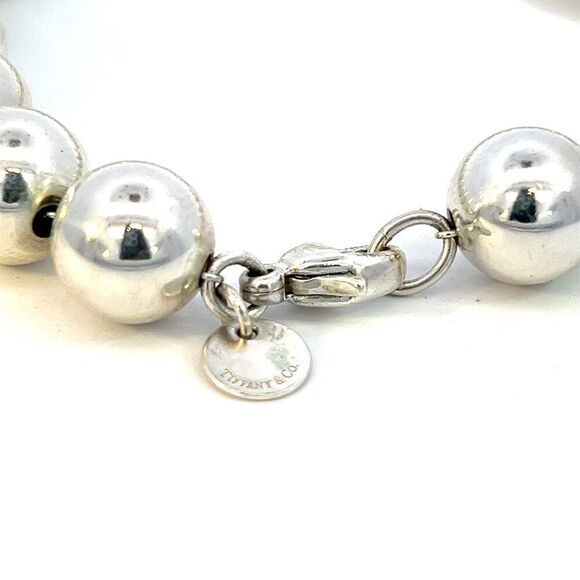 Tiffany & Co Estate 10 mm Ball Bracelet Size 7.5" Sterling Silver TIF590 - Picture 3 of 5